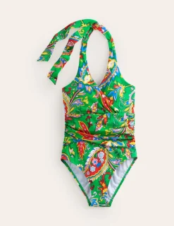 Swimwear-Boden Levanzo Halter Swimsuit-Kelly Green, Paisley Azure KellyGreen,PaisleyAzure