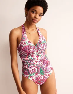 Swimwear-Boden Levanzo Halter Swimsuit-Multi, Fantastical Multi,Fantastical