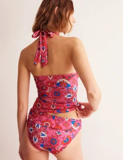 Swimwear-Boden Levanzo Halter Tankini Top-Pink, Botanical Wave Pink,BotanicalWave