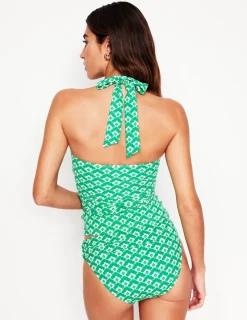 Swimwear-Boden Levanzo Halter Tankini Top-Green Cloud Terrace GreenCloudTerrace