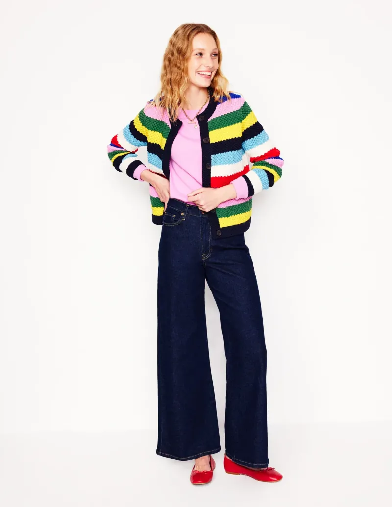 Sweaters & Cardigans-Boden Libby Knitted Jacket-Poppy Red, Blue Multi PoppyRed,BlueMulti