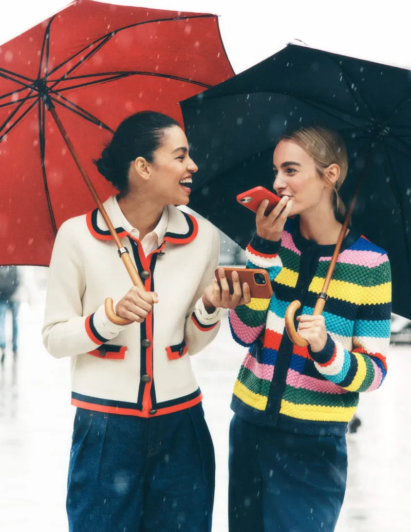 Sweaters & Cardigans-Boden Libby Knitted Jacket-Poppy Red, Blue Multi PoppyRed,BlueMulti