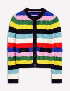 Sweaters & Cardigans-Boden Libby Knitted Jacket-Poppy Red, Blue Multi PoppyRed,BlueMulti