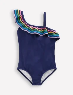 Swimwear & Beachwear-Boden Lila One Shoulder Swimsuit-College Navy Ric Rac CollegeNavyRicRac