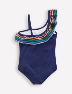 Swimwear & Beachwear-Boden Lila One Shoulder Swimsuit-College Navy Ric Rac CollegeNavyRicRac