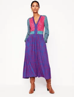 Dresses & Jumpsuits | Midi-Boden Lily Long Sleeve Midi Dress-Multi, Heart Cluster Multi,HeartCluster