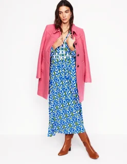 Dresses & Jumpsuits | Midi-Boden Lily Long Sleeve Midi Dress-Gallery Blue, Leaf Terrace GalleryBlue,LeafTerrace