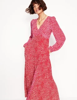Dresses & Jumpsuits | Midi-Boden Lisa Long Sleeve Tea Dress-Pink, Heart Cluster Pink,HeartCluster