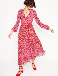 Dresses & Jumpsuits | Midi-Boden Lisa Long Sleeve Tea Dress-Pink, Heart Cluster Pink,HeartCluster
