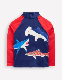 Swimwear & Beachwear-Boden Logo Rash Vest-College Navy Sharks CollegeNavySharks