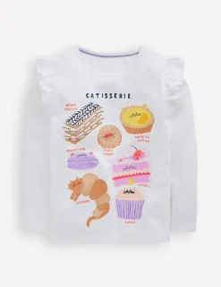 Tops & T-Shirts-Boden Long Sleeve Frill Logo Top-Ivory Catisserie IvoryCatisserie