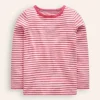 Tops & T-Shirts-Boden Long Sleeve Pointelle Top-Ivory/ Rose Petal Pink