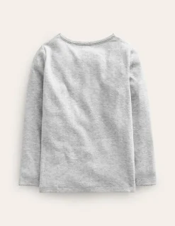 Tops & T-Shirts-Boden Long Sleeve Pointelle Top-Grey Marl GreyMarl