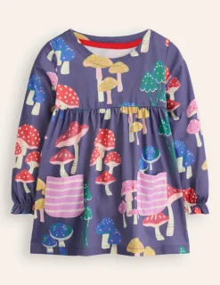Tops & T-Shirts | Tunics-Boden Long Sleeve Printed Tunic-Starboard Blue Mushrooms StarboardBlueMushrooms