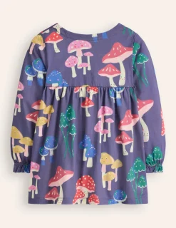 Tops & T-Shirts | Tunics-Boden Long Sleeve Printed Tunic-Starboard Blue Mushrooms StarboardBlueMushrooms
