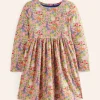 Dresses-Boden Long-Sleeved Fun Jersey Dress-Vintage Pink Bunny Field VintagePinkBunnyField