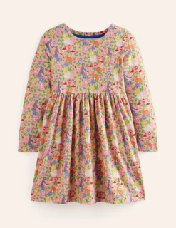 Dresses-Boden Long-Sleeved Fun Jersey Dress-Vintage Pink Bunny Field VintagePinkBunnyField