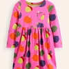 Dresses-Boden Long-Sleeved Fun Jersey Dress-Tickled Pink Autumn Friends TickledPinkAutumnFriends