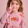 Dresses-Boden Long-Sleeved Fun Jersey Dress-Chalk Pink Valentines Pets ChalkPinkValentinesPets