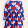Dresses-Boden Long-Sleeved Fun Jersey Dress-Kingfisher Blue Bold Floral KingfisherBlueBoldFloral