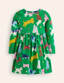 Dresses-Boden Long-Sleeved Fun Jersey Dress-Green Park Play Pets GreenParkPlayPets
