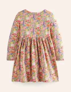 Dresses-Boden Long-Sleeved Fun Jersey Dress-Vintage Pink Bunny Field VintagePinkBunnyField