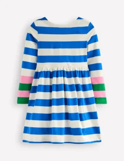 Dresses-Boden Long-Sleeved Fun Jersey Dress-Gallery Blue/ Ivory Stripe GalleryBlue/IvoryStripe