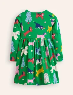 Dresses-Boden Long-Sleeved Fun Jersey Dress-Green Park Play Pets GreenParkPlayPets