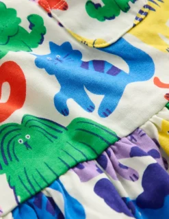 Dresses-Boden Long-Sleeved Fun Jersey Dress-Multi Oatmeal Rainbow Pets MultiOatmealRainbowPets