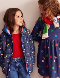 Dresses-Boden Long-Sleeved Fun Jersey Dress-College Navy Rainbow Apples CollegeNavyRainbowApples
