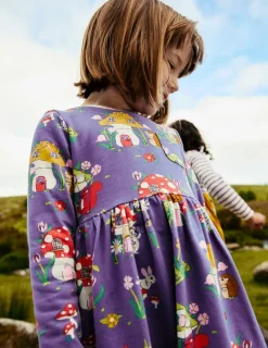 Dresses-Boden Long-Sleeved Fun Jersey Dress-Starboard Toadstool Village StarboardToadstoolVillage