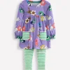 Tunics | Tops & T-Shirts-Boden Long-sleeved print tunic set-Aster Purple Flower Cats AsterPurpleFlowerCats