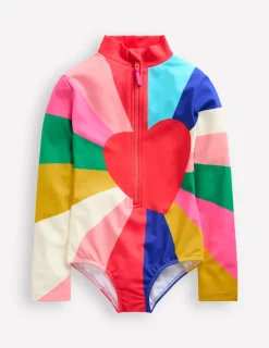 Swimwear & Beachwear-Boden Long-Sleeved Swimsuit-Multi Rainbow Heart MultiRainbowHeart