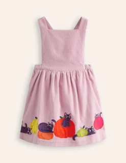Dresses-Boden Lucilla Pinafore Dress-Mauve Mist Pumpkin Cats MauveMistPumpkinCats