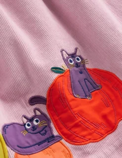 Dresses-Boden Lucilla Pinafore Dress-Mauve Mist Pumpkin Cats MauveMistPumpkinCats