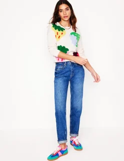 Sweaters & Cardigans-Boden Lydia Cashmere Jumper-Ecru, Strawberries Ecru,Strawberries