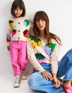 Sweaters & Cardigans-Boden Lydia Cashmere Jumper-Ecru, Strawberries Ecru,Strawberries