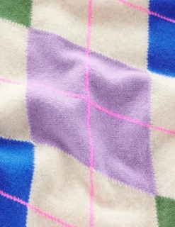 Sweaters & Cardigans-Boden Lydia Cashmere Jumper-Green and Lilac Multi Argyle GreenandLilacMultiArgyle