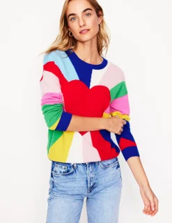 Sweaters & Cardigans-Boden Lydia Cashmere Jumper-Multi, Heart Spectrum Multi,HeartSpectrum