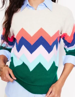 Sweaters & Cardigans-Boden Lydia Cashmere Jumper-Multi, Zig Zag Multi,ZigZag