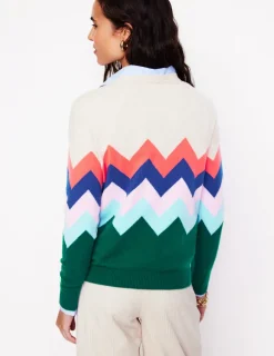 Sweaters & Cardigans-Boden Lydia Cashmere Jumper-Multi, Zig Zag Multi,ZigZag
