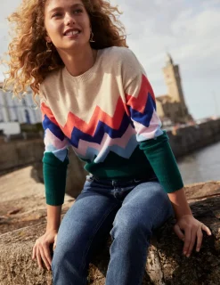 Sweaters & Cardigans-Boden Lydia Cashmere Jumper-Multi, Zig Zag Multi,ZigZag