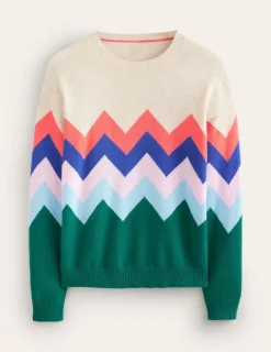 Sweaters & Cardigans-Boden Lydia Cashmere Jumper-Multi, Zig Zag Multi,ZigZag