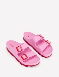 Flats | Sandals-Boden Lyla Double Buckle Slide-Soft Pink SoftPink