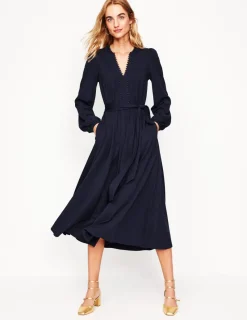 Dresses & Jumpsuits | Midi-Boden Maeve Trim Jersey Midi Dress- Navy