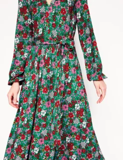 Dresses & Jumpsuits | Midi-Boden Maeve Trim Jersey Midi Dress-Rich Emerald, Blossom Scatter RichEmerald,BlossomScatter