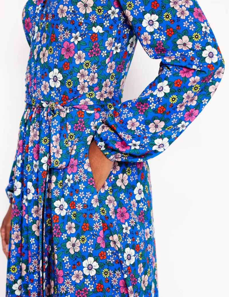Dresses & Jumpsuits | Midi-Boden Maeve Trim Jersey Midi Dress-Gallery Blue, Blossom Scatter GalleryBlue,BlossomScatter