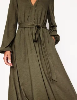 Dresses & Jumpsuits | Midi-Boden Maeve Trim Jersey Midi Dress-Classic Khaki ClassicKhaki