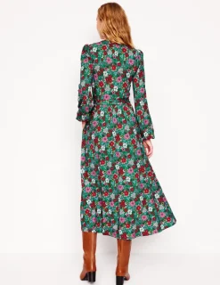Dresses & Jumpsuits | Midi-Boden Maeve Trim Jersey Midi Dress-Rich Emerald, Blossom Scatter RichEmerald,BlossomScatter