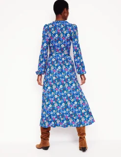 Dresses & Jumpsuits | Midi-Boden Maeve Trim Jersey Midi Dress-Gallery Blue, Blossom Scatter GalleryBlue,BlossomScatter